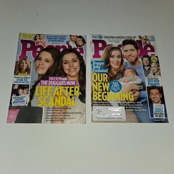 2 People Magazine Lot August November 2015 Duggar Family Jill Jessa Ben Baby - Picture 1 of 4